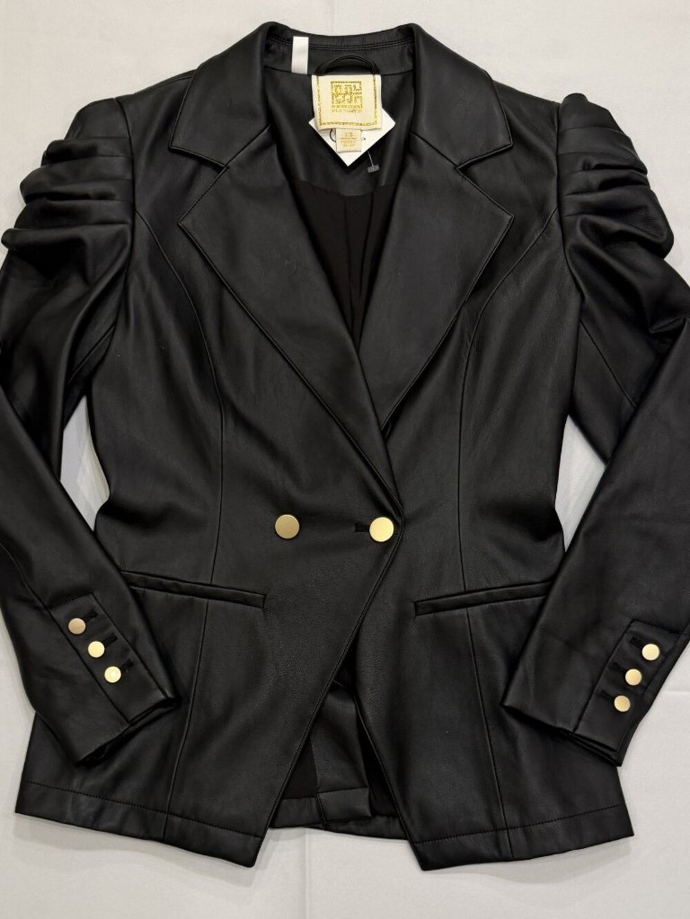 Emily McCarthy Bradshaw Black Vegan Leather Blazer XS NWT